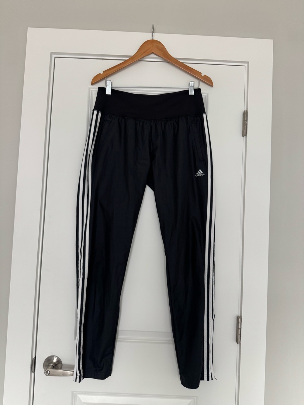 adidas Black Joggers with White Side Stripes
